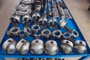 lamborghini countach engine pistons and shafts on cart