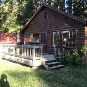 rustic lodge front exterior on overnight stay