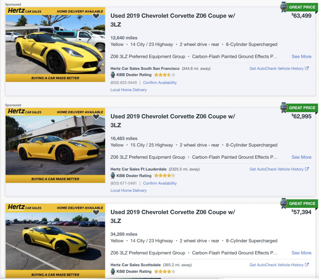 AutoTrader Hertz Corvette Z06