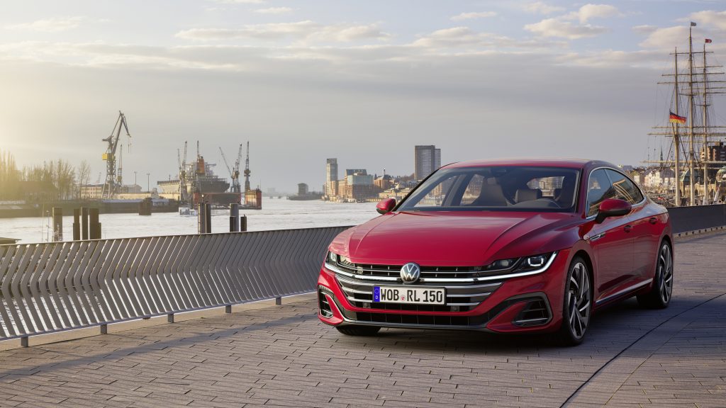 2021 VW Arteon Facelift Hero front three quarter seaside
