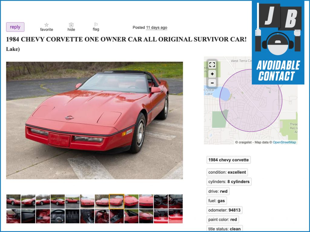 Avoidable Contact Column Survivor Corvette Front Three-Quarter