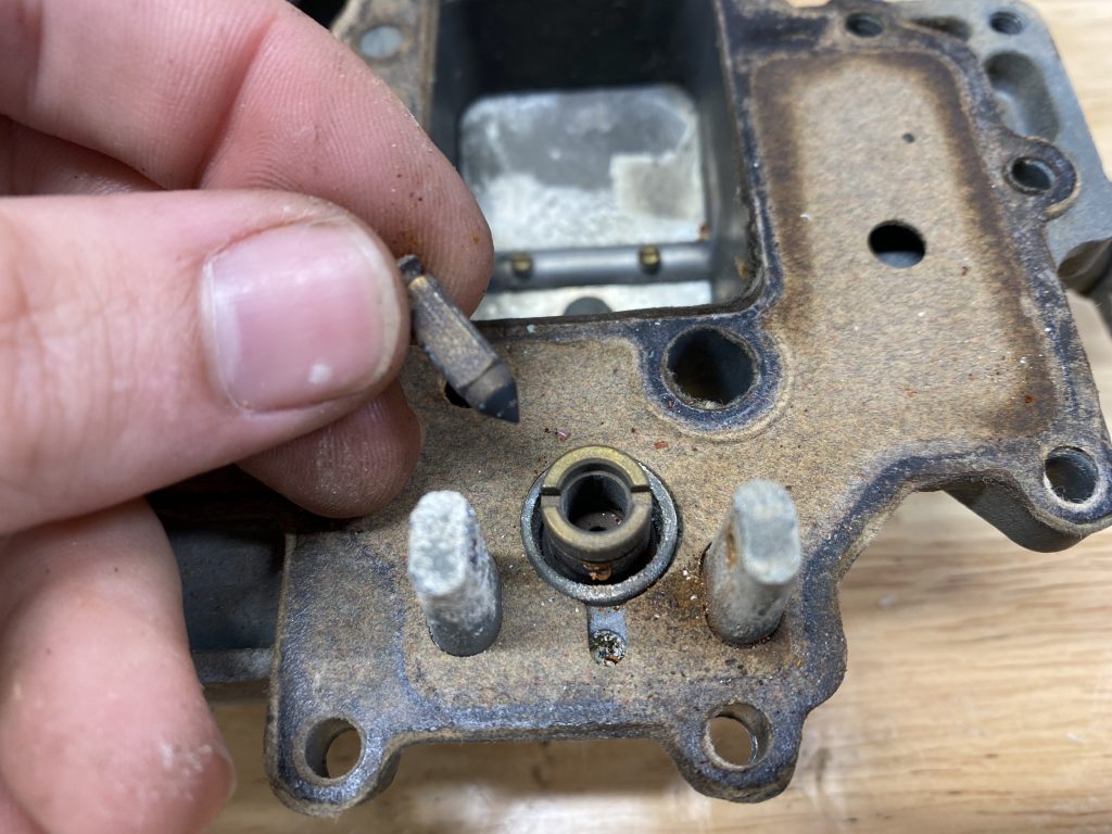 Rochester single barrel carb needle and seat in carb Rochester single barrel carb needle and seat in carb