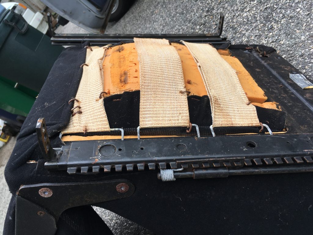 Rob Siegel - Sorting out a car - Underside of worn-out seat