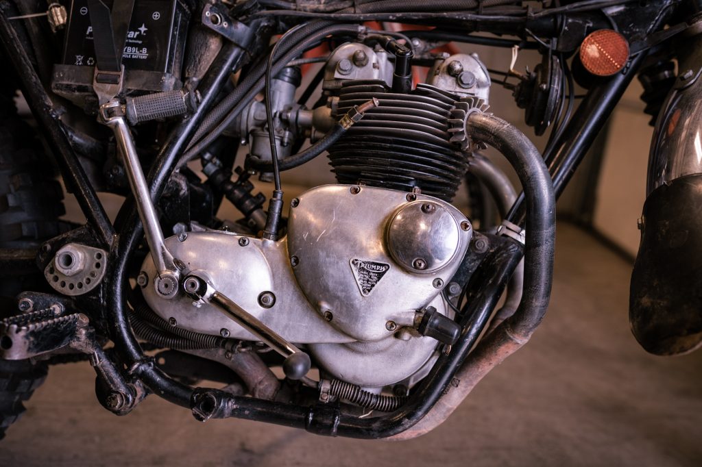 Vintage Triumph Motorcycle Engine Side