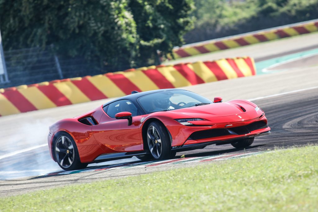 SF90 Stradale track slide front three-quarter