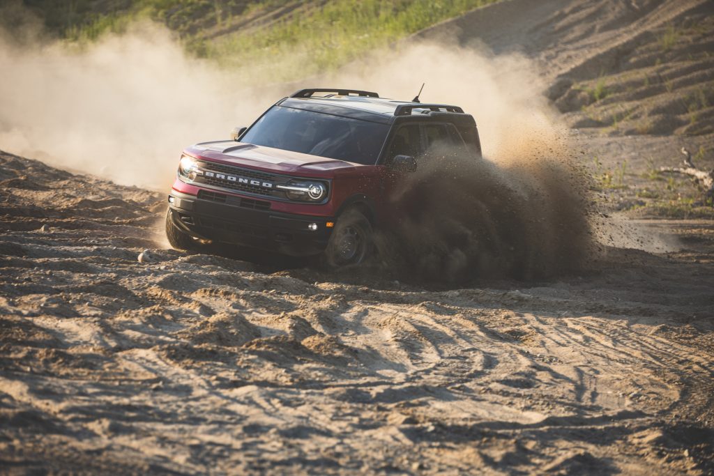 2021 Ford Bronco Sport Sand Dune Front Three-Quarter Action
