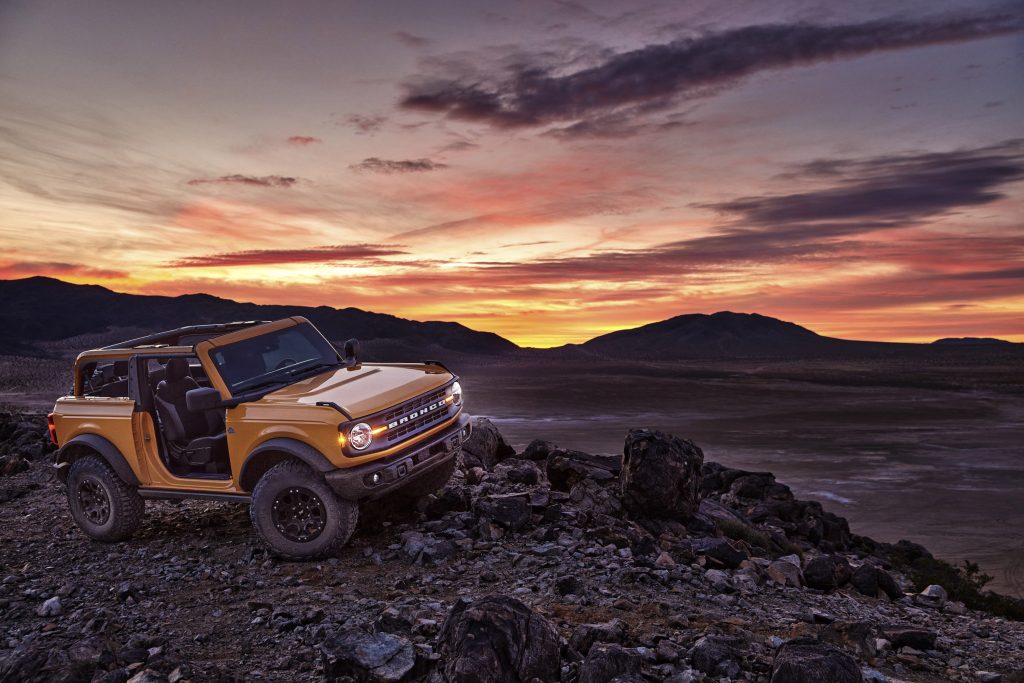2021 Ford Bronco Two Door Front Three-Quarter Sunset