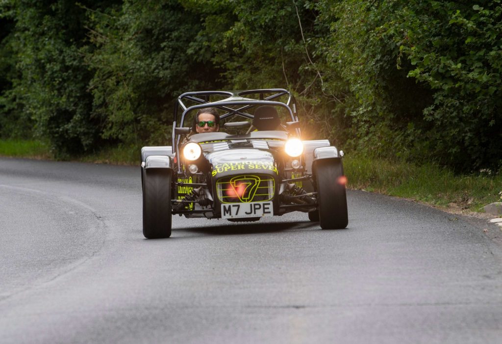 Caterham 7 JPE driving front road headlights