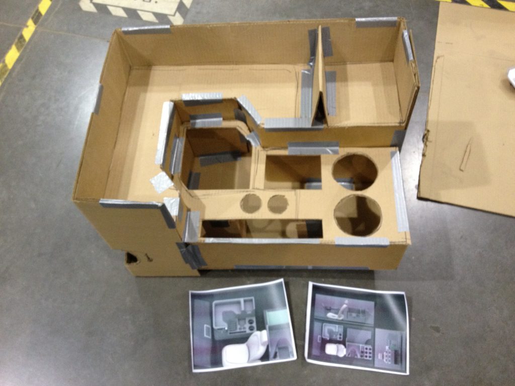 Domino's DXP early cardboard interior mockup