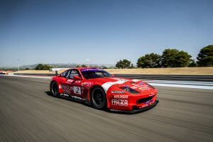 2001 Ferrari 550 GT1 Prodrive front three-quarter dynamic track action
