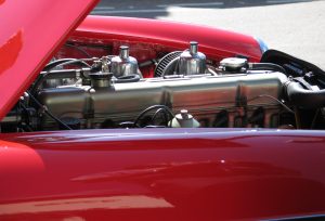 HPG MG MGC engine in red roadster car