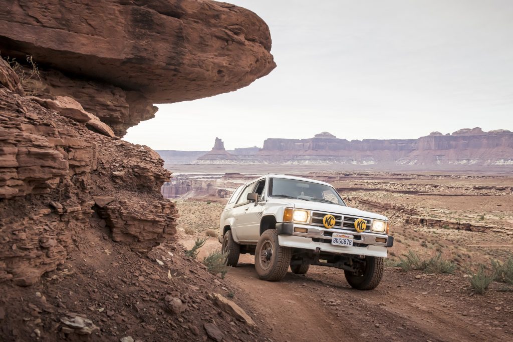 Toyota 4Runner Canyonlands Moab Utah front three-quarter dynamic trail action