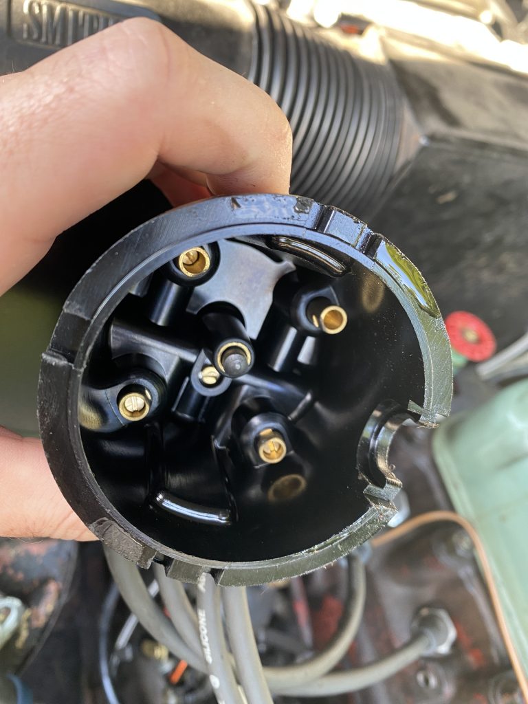 Inside of Austin Healey distributor cap Inside of Austin Healey distributor cap