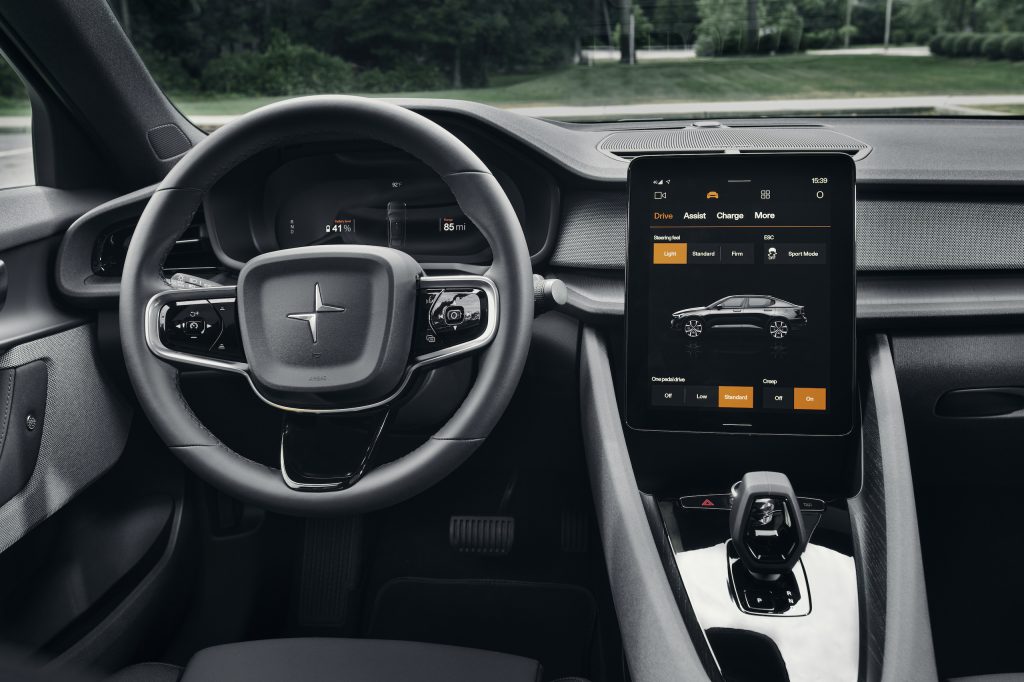 Polestar 2 front interior driver cockpit