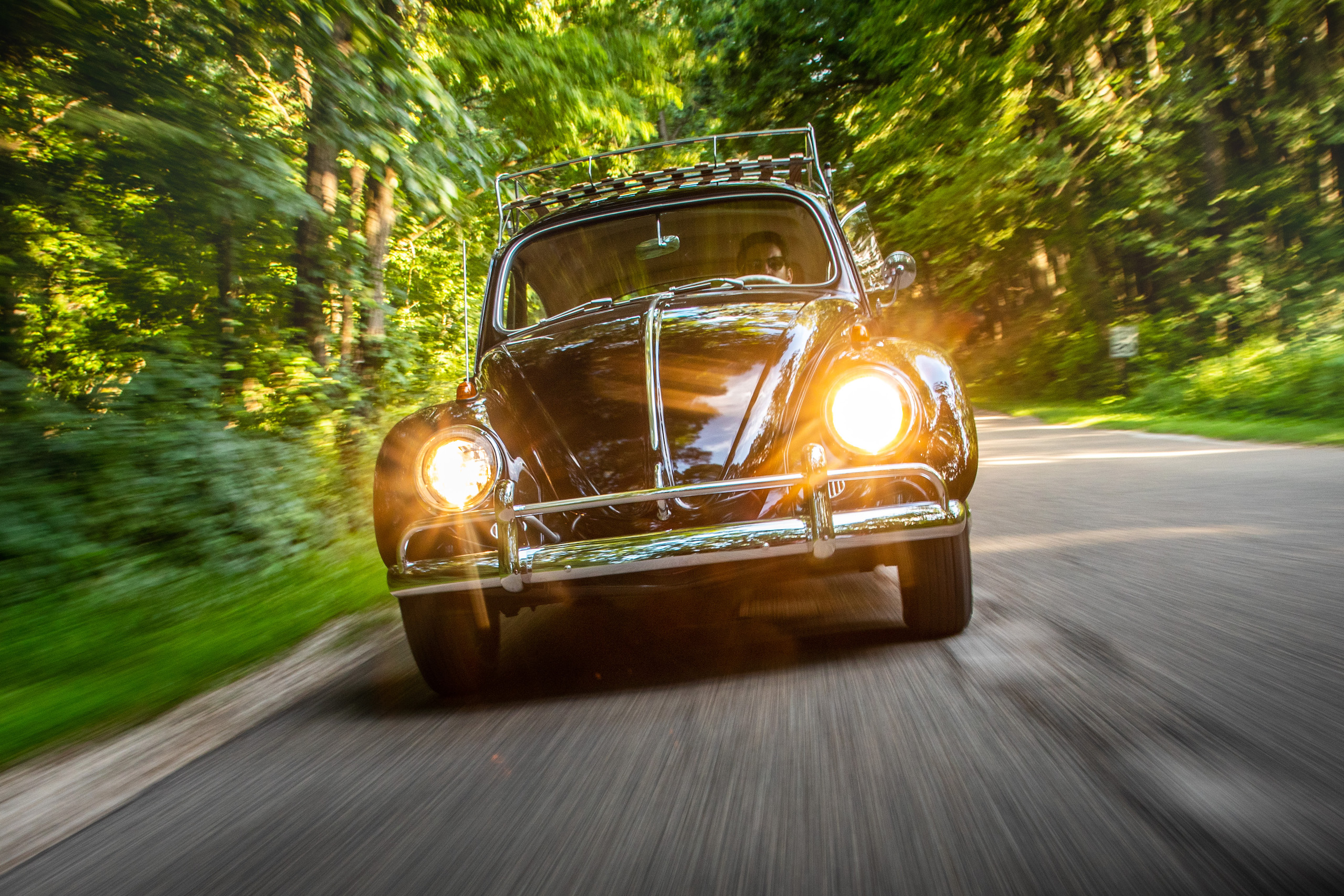 volkswagen beetle bug front driving action angle