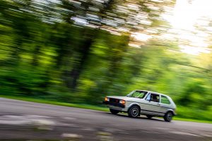 volkswagen rabbit gti front three-quarter action