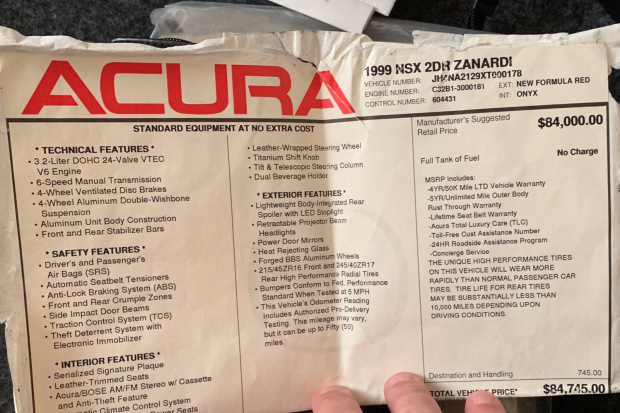 1999 Acura NSX Zanardi Edition #51