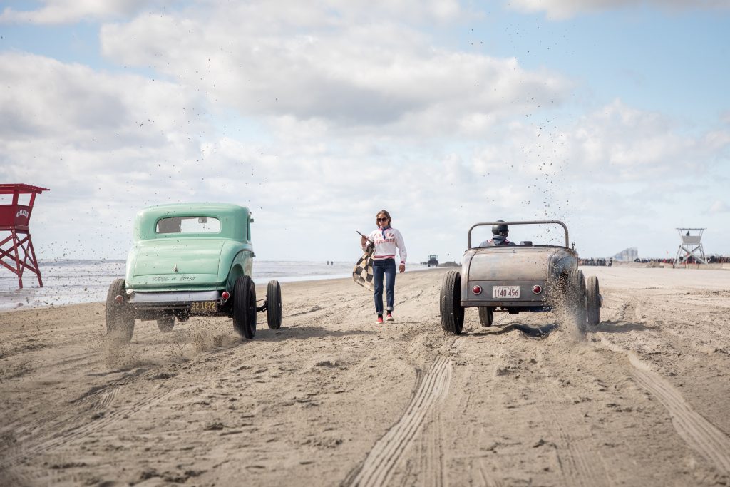 beach drag racer action