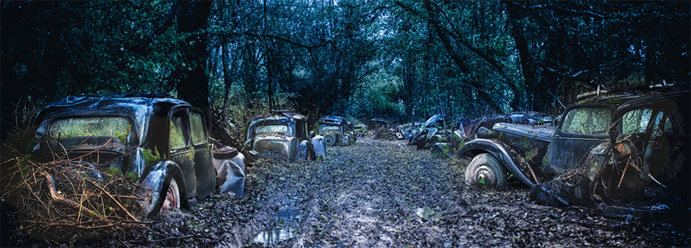 1934-57 Citroën Traction Avant lined dirt path France