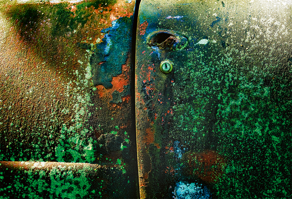 1949-56 Saab 92 moss patina detail