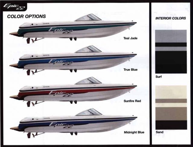 Toyota Epic 22 Powerboat color options