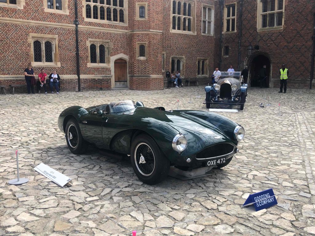 vintage aston martin front three-quarter