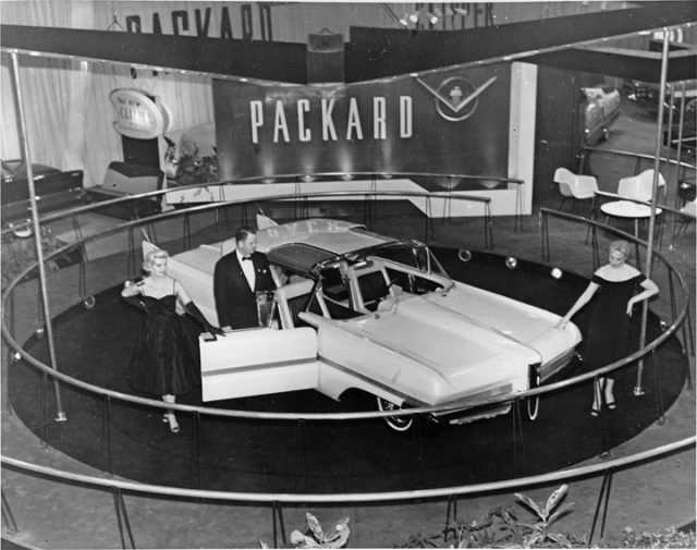 packard predictor car front three-quarter on showroom turnstile