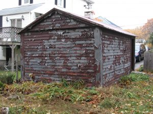 old garage exterior chipping paint