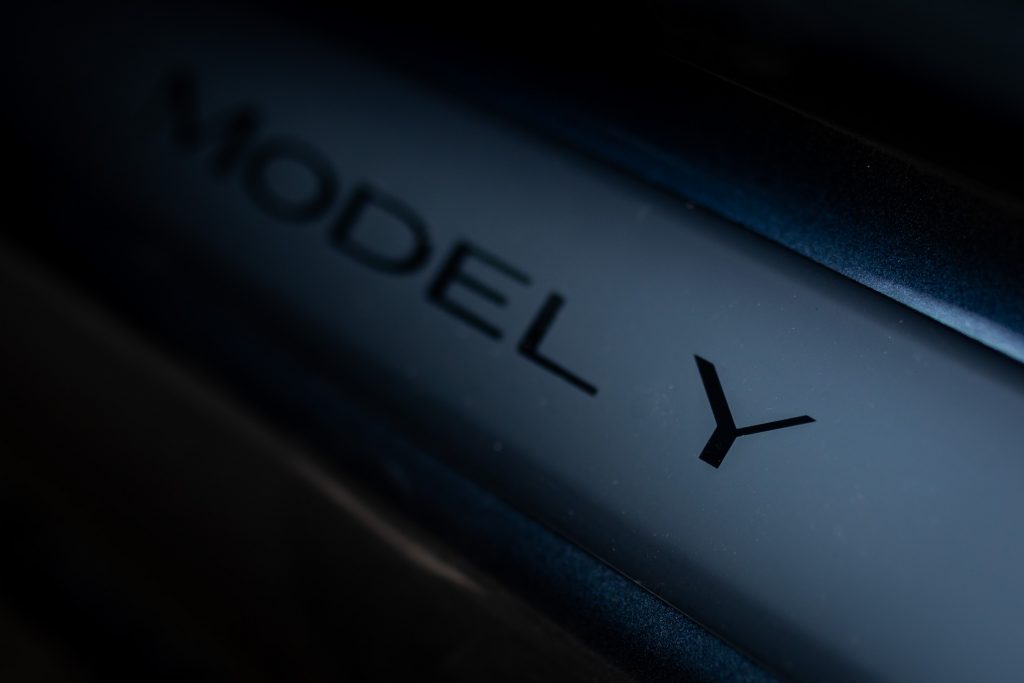 Tesla Model Y inscription lettering