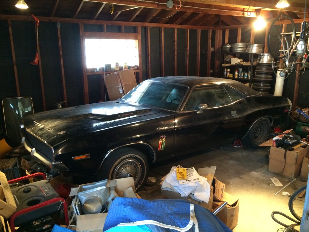 qualls family dodge challenger in garage