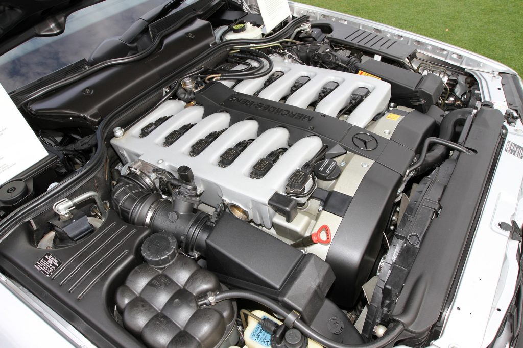 270-Mile 2002 Mercedes-Benz SL600 Silver Arrow engine