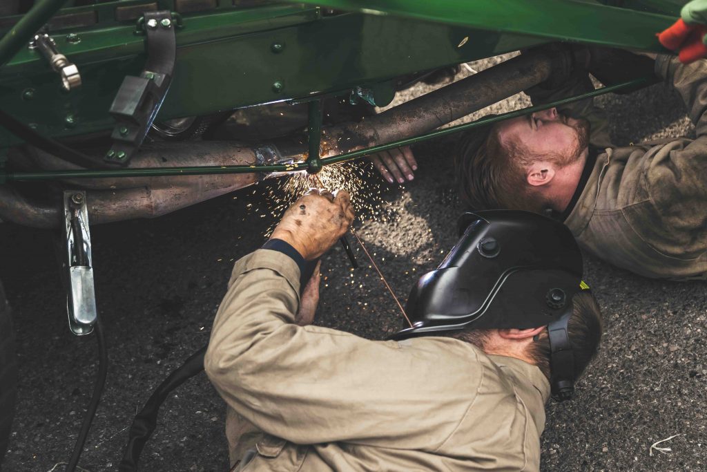 goodwood race techs weld fixing vintage car