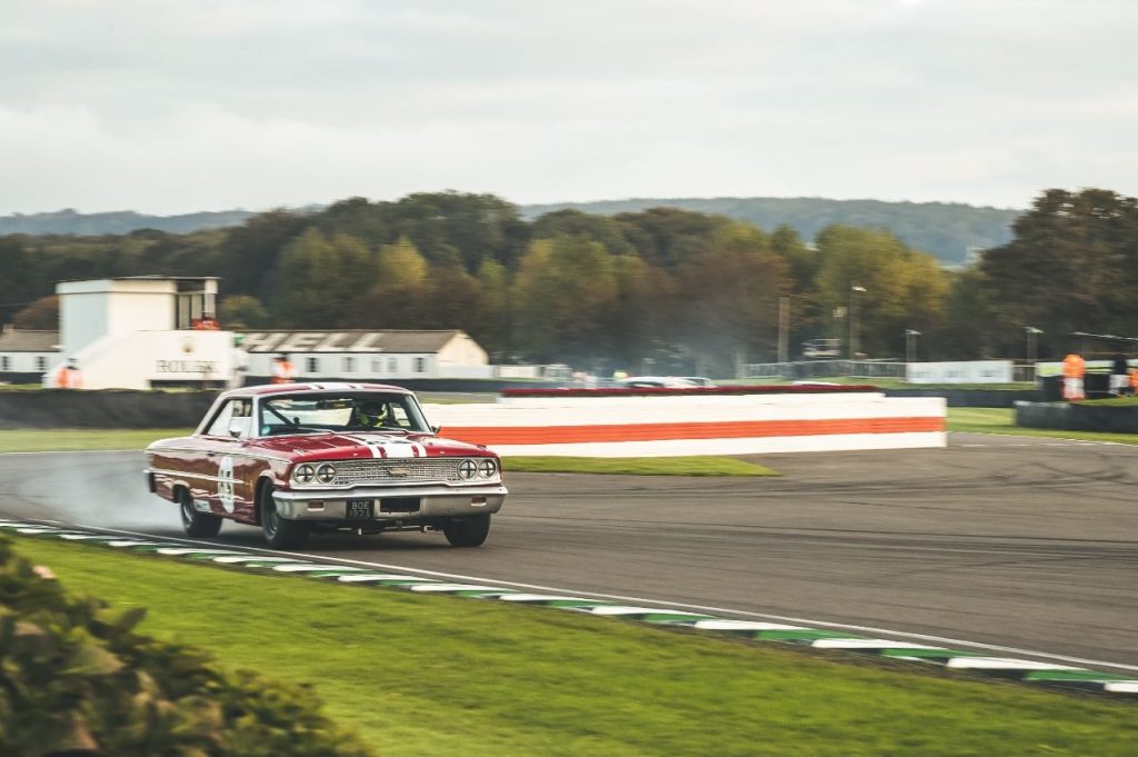 ford galaxie racecar front three-quarter action