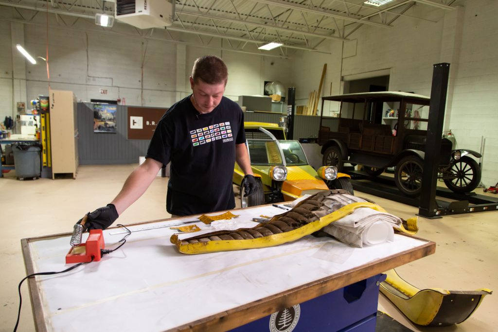 HVA - The Conservator’s Mindset - Barris Fun Buggy upholstery repair - Collin Howard working