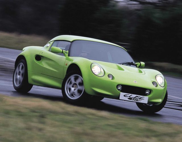 Lotus Elise green 111s front three-quarter