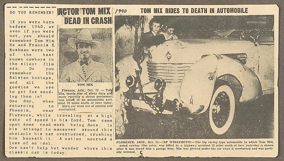 80 years ago, movie cowboy Tom Mix rode into the sunset in