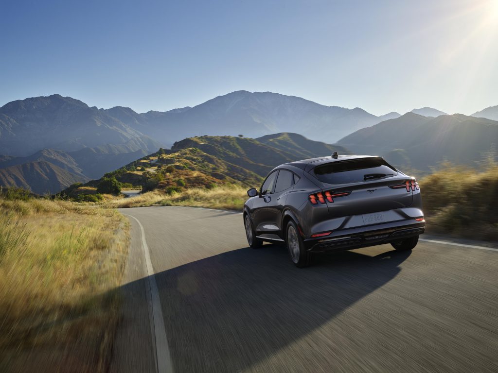 All-New Mustang Mach-E rear three-quarter