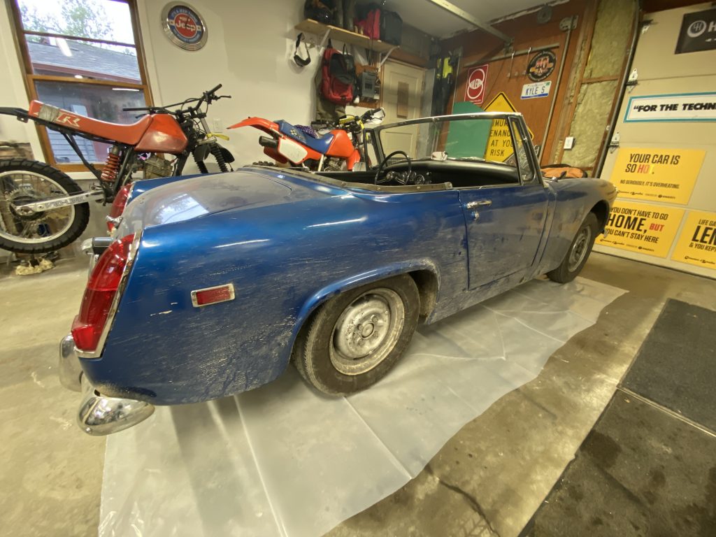 Plastic sheet under Austin Healey