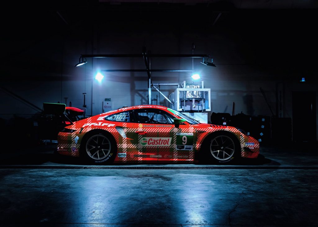 Pfaff plaid IMSA porsche race car