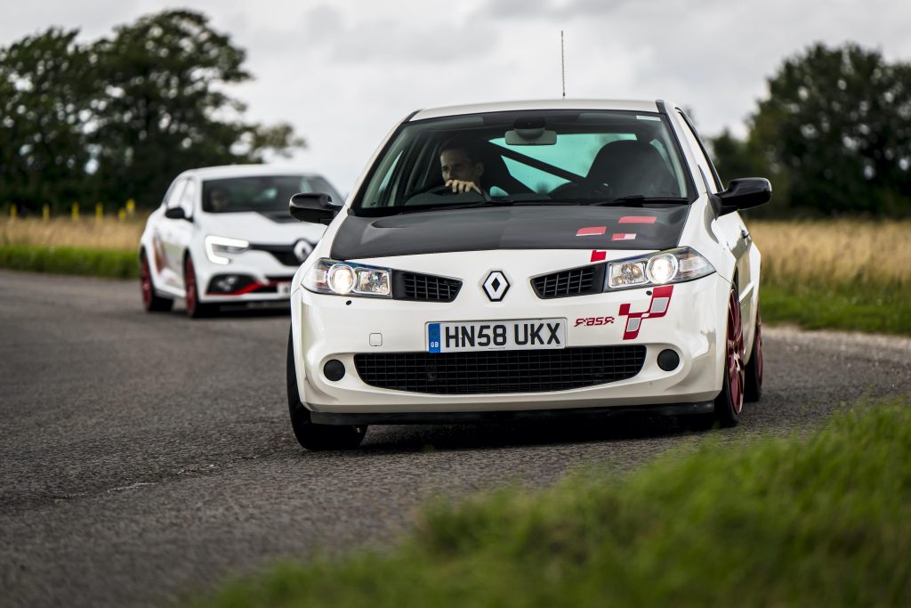 Renault Megane R26R and Trophy R trailing dynamic road action