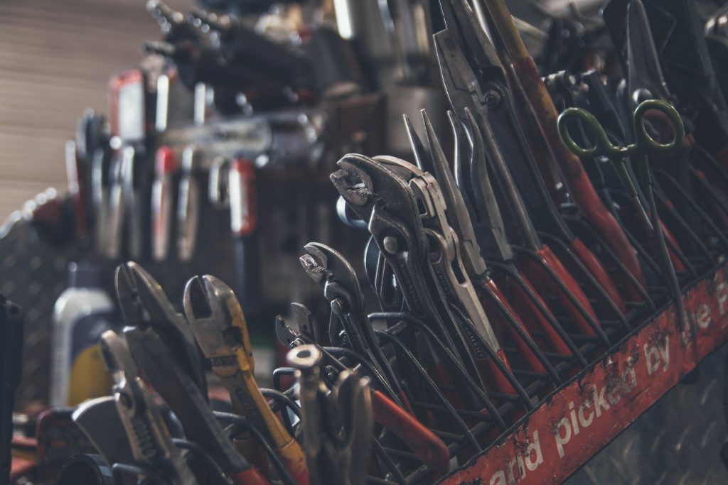 mechanice wire cutters pliers close up