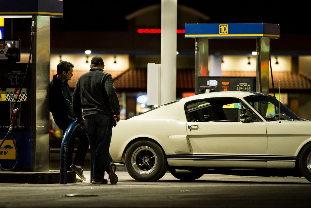 Shelby Fastback gas station fill up