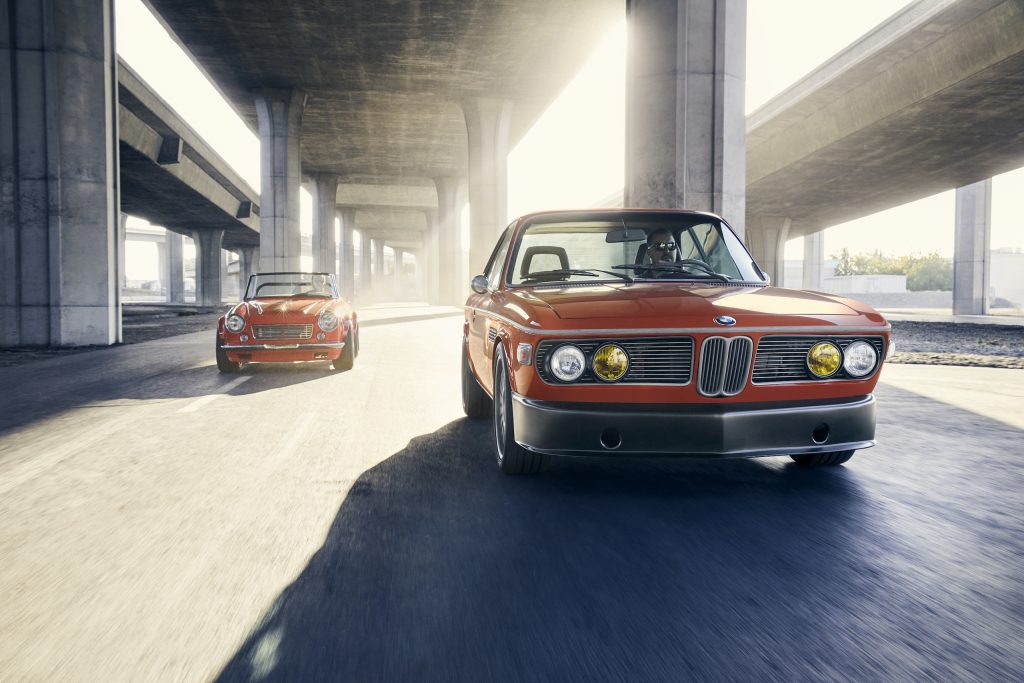 BMW and Datsun Hot Rod Customs together front action
