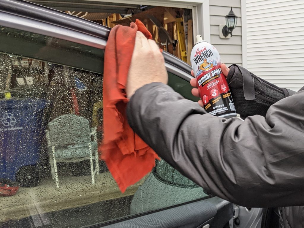 Cleaning door jambs with liquid wrench Cleaning door jambs with liquid wrench