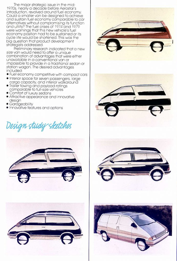 Ford Aerostar Van design study sketches