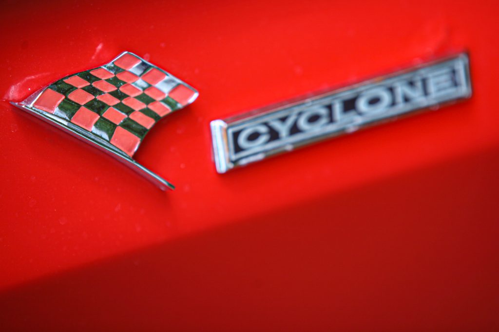 Mercury Cyclone Checkered Flag emblem