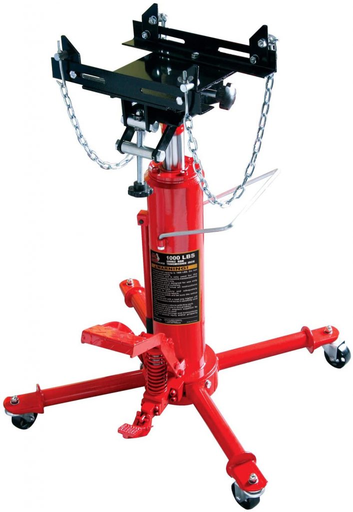 Rob Siegel - Removing a transmission on a mid-rise lift - torin transmission jack