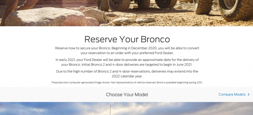 ford bronco reservation delay summer 2021