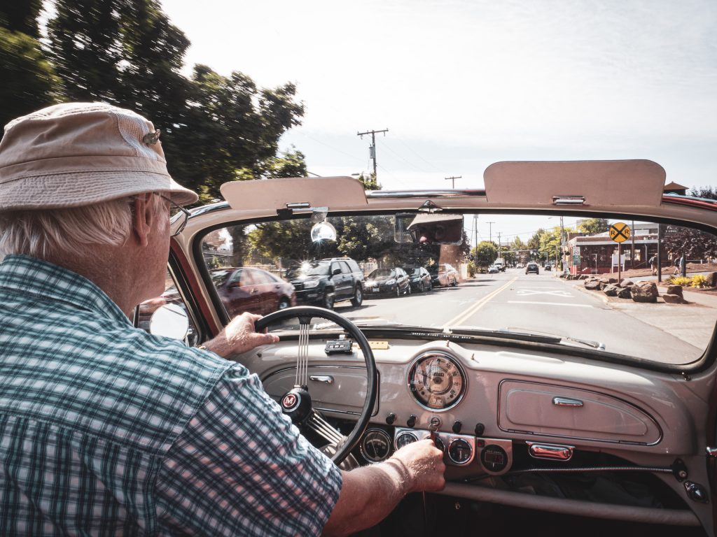 Morris Minor interior owner operating action
