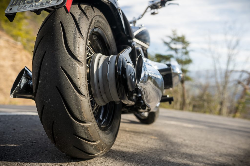 BMW R 18 motorcycle rear wheel tire detail